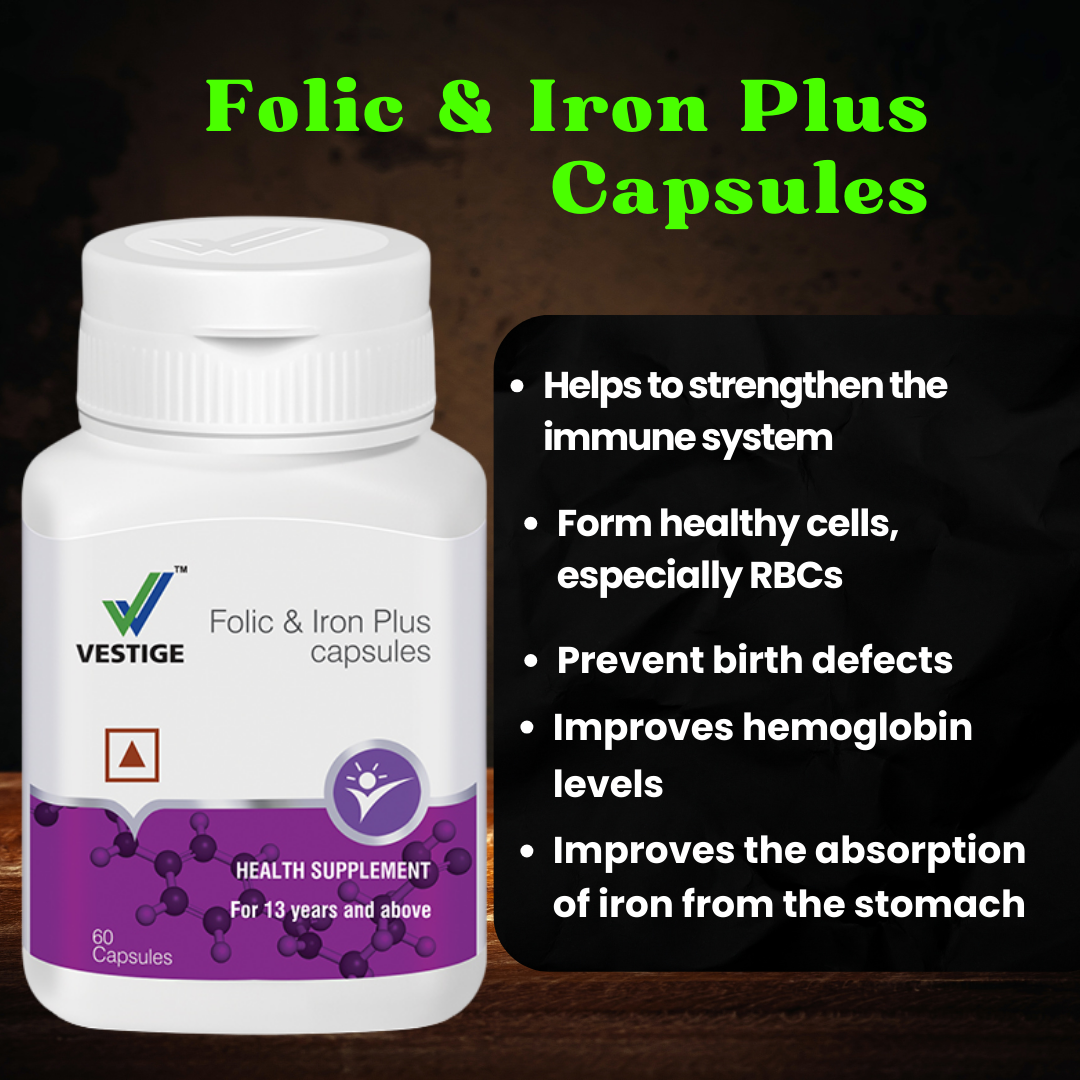 Vestige Folic & Iron Plus 60 capsules