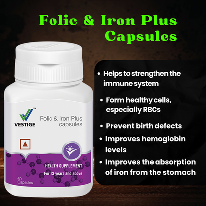 Vestige Folic & Iron Plus 60 capsules