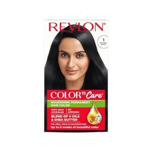 REVLON Color 'n Care NOURISHING PERMANENT HAIR COLOR - 1 Natural Black - Has essentials oils of Coconut Argan, Sunflower & Jojoba oil, along with shea butter