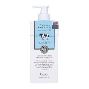 Scentio Milk Plus Organic Whitening Body Lotion 400ml (Made In THAILAND). Contains Co-Enzyme Q10 and milk Protein to Tighten and anti-wrinkle body lotion skin