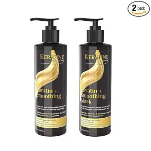 Keratin + Smoothening Shampoo and Hair Mask for Hair Growth & Keratin, Vitamin E & Moisturizing | Sulfate Free Shampoo & Color Safe Product for Fine, Dry Damaged & Curly Hair (Shampoo & Mask Combo)