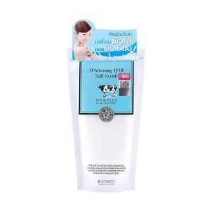 Scentio Milk Plus Organic Whitening Q10 Body Bath Salt Scrub, 300 Grams (Made In Thailand). Perfectly Exfoliates dead skin. Perfect For Manicure And Pedicure