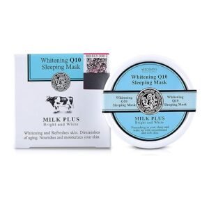 Scentio Milk Plus Organic Whitening Sleeping Mask, (Made In THAILAND), Q10 Co Enzyme, Milk Protein, works as sleeping mask and treatment mask (2-in-1) 45 ml