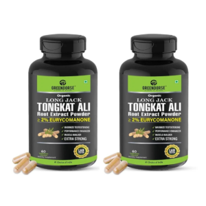 GREENDORSE Organic Tongkat Ali Extract Capsules | 2% Eurycomanone by HPTLC | Enhanced T level, Stamina and Stress tolerance, Veg Capsules-60