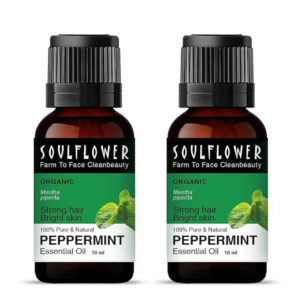 Soulflower Peppermint Essential Oil for Skin & Hair Growth, Hair Fall Control, Scalp |100% Pure & Natural Therapeutic Grade, Undiluted, Ecocert Cosmos Organic Certified| Mentha Piperita |10ml