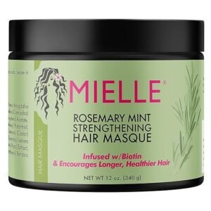 MIELLE Rosemary Mint Strengthening Hair Masque, Essential Oil & Biotin Deep Treatment, Miracle Repair for Dry, Damaged, & Frizzy Hair 340gm,1 Count