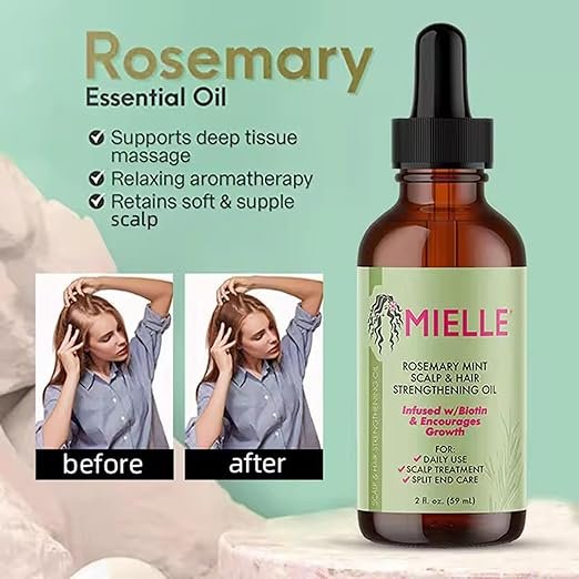 Mielle Natural Rosemary Mint Scalp & Hair Strengthening Oil – Nourishing, Revitalizing Hair Treatment for Growth & Scalp Health 59 ML - Image 2