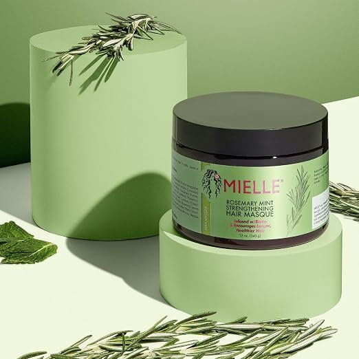 MIELLE Rosemary Mint Strengthening Hair Masque, Essential Oil & Biotin Deep Treatment, Miracle Repair for Dry, Damaged, & Frizzy Hair 340gm,1 Count - Image 3
